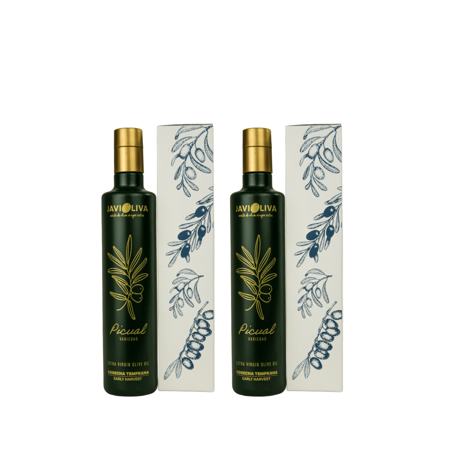 + 2 Botellas AOVE Cosecha temprana 2024-25 variedad picual – 500 ml CRISTAL + Caja de regalo
