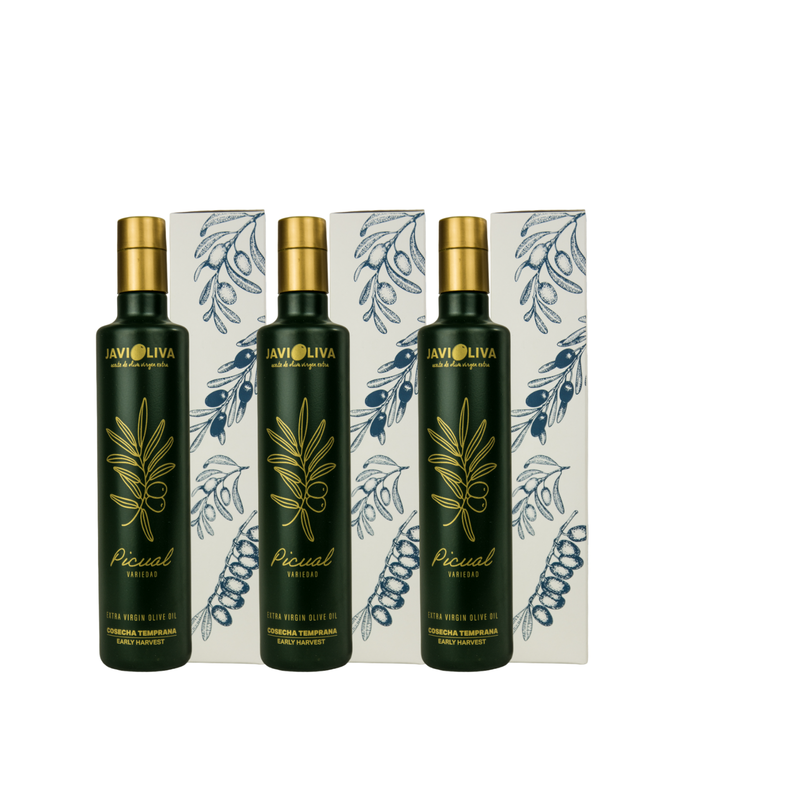 + 3 Botellas AOVE Cosecha temprana 2024-25 variedad picual – 500 ml CRISTAL + Caja de regalo